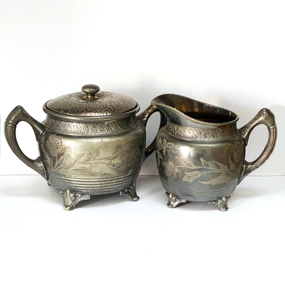 Vintage Reed and Barton Silver Plated Matching Cream and Sugar Set